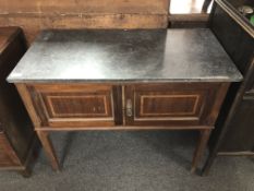 A late nineteenth century inlaid mahogany marble topped wash stand