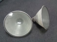 Two 20th century industrial aluminium spot lamps.