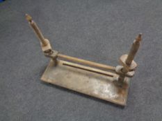 An antique pine tapestry frame