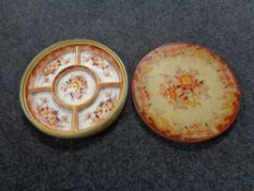 A Japanese hand painted floral serving dish in box.