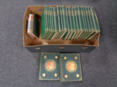 A box containing two National Moore Centenary Edition volumes together with One Volume Shakespeare