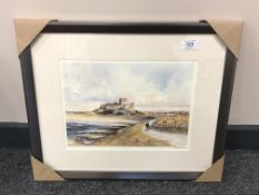 After Tom MacDonald : Bamburgh Castle, reproduction in colours, signed in pencil, 21 cm by 30 cm,