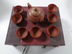 A cased Zui Gui Ming Ju eight piece Chinese tea service