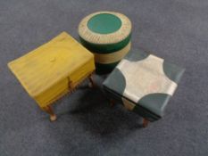 Three mid century footstools