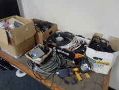 Four boxes containing a large quantity of electrical cabling, sight light,
