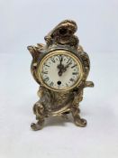 A 20th century gilt metal French desk clock, height 15.