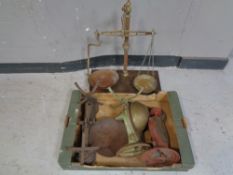 A box of antique later scales (a/f)