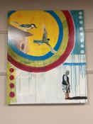 Continental School : Birds in flight, oil on canvas,