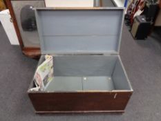 An antique pine blanket box