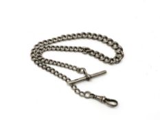 An antique silver Albert chain, 30.