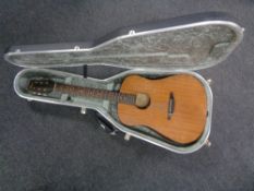 A Lyon by Washburn model LD7-M acoustic guitar, in hard case.