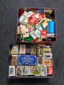 Two tins of matchboxes and vestas (2).