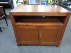 A contemporary double door cabinet