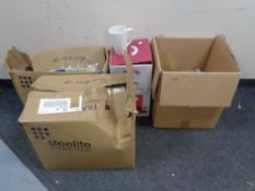 A boxed Kilner drinks dispenser together with three further boxes containing Steelite drinks mugs