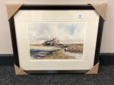 After Tom MacDonald : Bamburgh Castle, reproduction in colours, signed in pencil, 21 cm by 30 cm,