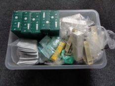 A crate containing a large quantity of assorted makeup and beauty products to include acne masks,