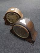 Two 20th century oak cased mantel clocks (a/f)