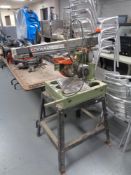 A Dewalt Powershop circular saw, model DW1501 on stand.