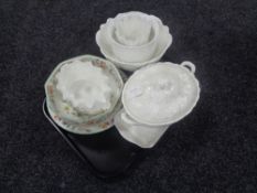 A tray containing Coalport and Wedgwood country wear together with four pieces of Minton Haddon