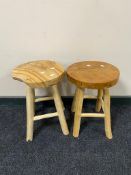 A pair of rustic pine stools