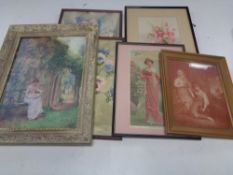 A framed print, poetry by William Affleck, together with five further framed pictures.