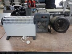 An electric panel heater together with two further electric heaters.