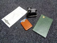 An original Newcastle upon Tyne exhibition Artisans season ticket in wooden holder together with a