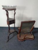 A 19th century mahogany toilet mirror together with a 19th century mahogany wash stand on tripod