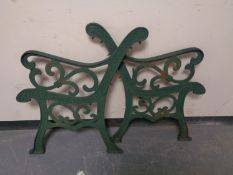 A pair of cast iron bench ends