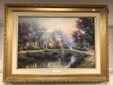 After Thomas Kinkade (American, 1958-2012) : Lamp Light Manor, limited edition print on canvas,