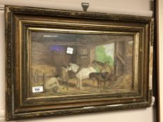 J D Worth : The Farrier, oil on canvas, 44 x 24 cm, framed.