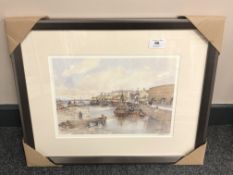 After Tom MacDonald : Seahouses, reproduction in colours, signed in pencil, 21 cm by 30 cm, framed.
