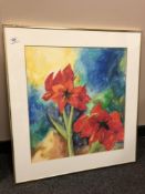 M Sloth : Amarillus, watercolour, 49 x 54 cm, framed.