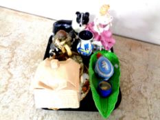 A tray of miscellaneous china to include Old Tupton vase, Beswick leaf dish,