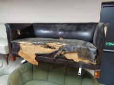 A Danish black leather settee,