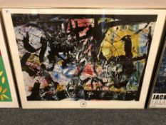 A framed museum poster, Galleria Ferrari, 117 x 90 cm, framed.