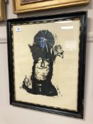 A limited edition monochrome print, signed in pencil Holzer, 37 x 45 cm, framed.