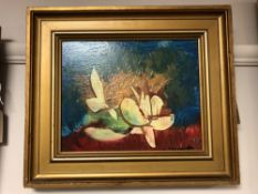 Continental school : Still life with fruit, oil on panel, 28 x 23 cm, indistinctly signed, framed.