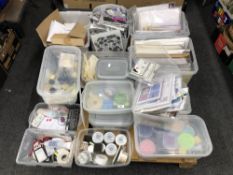 A pallet containing a very large quantity of craft items including paint, glitter, card, paper,