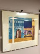 Continental school : Rue au Soleil, watercolour, 51 x 43 cm, indistinctly signed, framed.