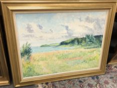 Continental school : A view across a cove, oil on canvas, 79 x 59 cm, framed.