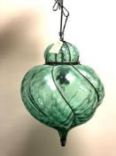 A Marston & Langinger ornate green glass and metal-mounted 