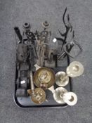 A tray containing silver plated wares,