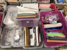 A pallet containing a large quantity of craft materials including glue, inks, stencil pastes,