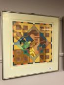 Continental school : Paysage, watercolour, 44 x 44 cm, indistinctly signed, framed.