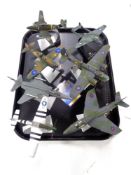 A tray containing six Corgi Aviation Archive die cast aircraft on stands,