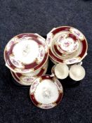 A tray containing a Royal Crown Myotts Staffordshire part dinner service