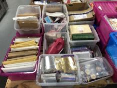 A pallet containing a large quantity of craft items including card making materials, stickers,