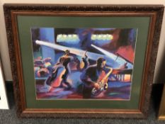 Baptiste : Jazz band, colour print, 50 x 40 cm, framed.