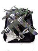 A tray containing seven die cast model aircraft by Corgi Aviation Archive etc.